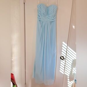 David’s Bridal Baby Blue Sweetheart Neckline Strapless Chiffon Maxi Dress Size 2